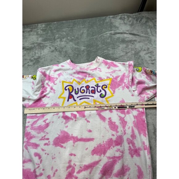 Nickelodeon Rugrats Mens Medium Tie-Dye Pink Sweatshirt Tommy Pickles Chuckie - Picture 5 of 9